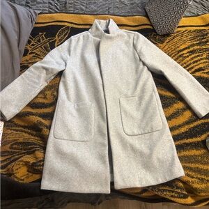 Women's Light Gray Stand-Collar Wool-Blend Pea Coat